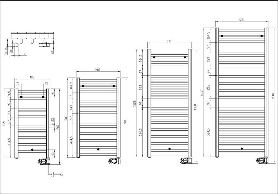 ZEHNDER Aura E elektrische radiator 122 6x50 cm wit ral 9016