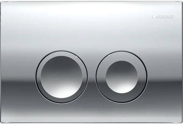 Geberit Delta25 bedieningsplaat 2-toets spoeling frontbediening voor toilet 24.6x16.4cm Glans Chroom 115.125.21.5