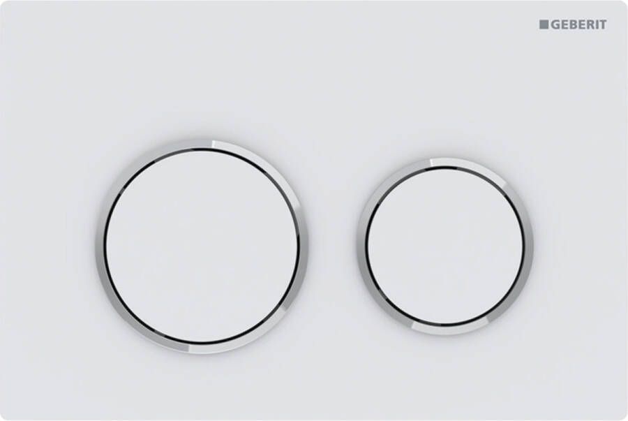 Geberit Drukplaat Omega 20 voor 2-toets Spoeling Glansverchroomde Ringen Mat Wit