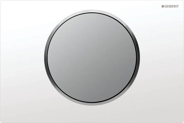 Geberit Sigma 10 glans witte bedieningsplaat kunststof met chroom matte knop en designring
