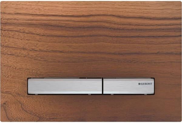 Geberit Sigma50 bedieningplaat 2-toets spoeling frontbediening voor toilet 24.6x16.4cm chroom amerikaans noten 115788JX2