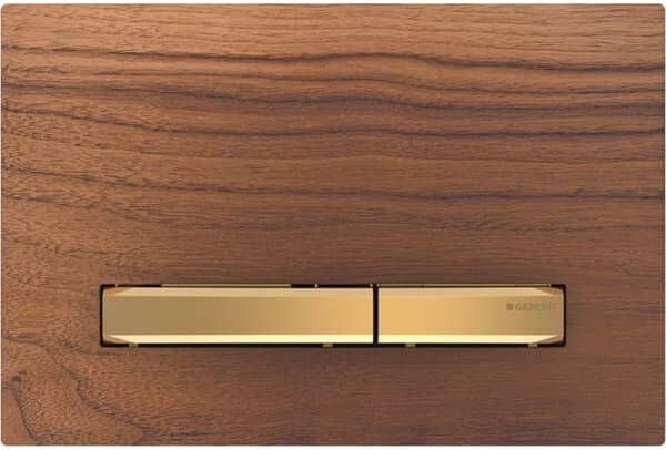 Geberit Sigma50 bedieningplaat 2-toets spoeling frontbediening voor toilet 24.6x16.4cm messing amerikaans noten 115672JX2