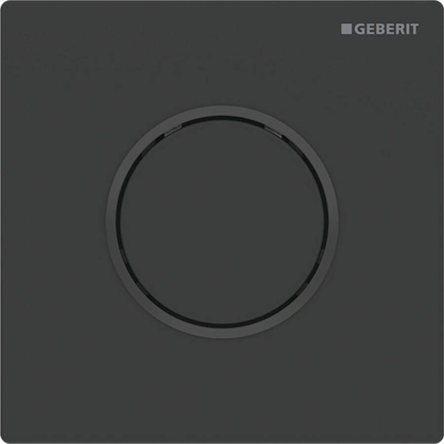 Geberit type 10 bedieningsplaat urinoir pneumatische spoelactivering RVS mat zwart met glans zwarte designringen 116.015.16.1