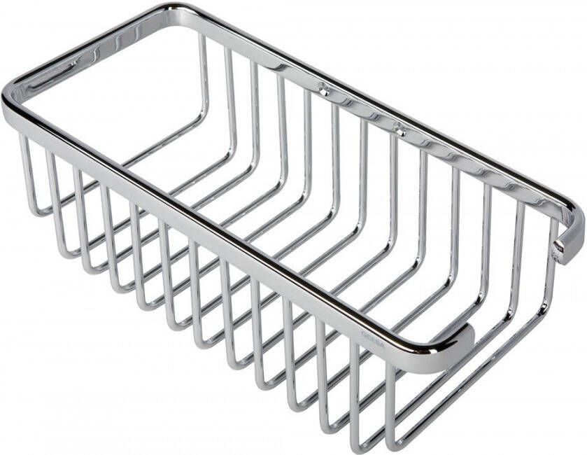 GEESA rechthoekige fles- en sponshouder messing bevestigingsmateriaal hxbxd 87x265x123mm kleur chroom