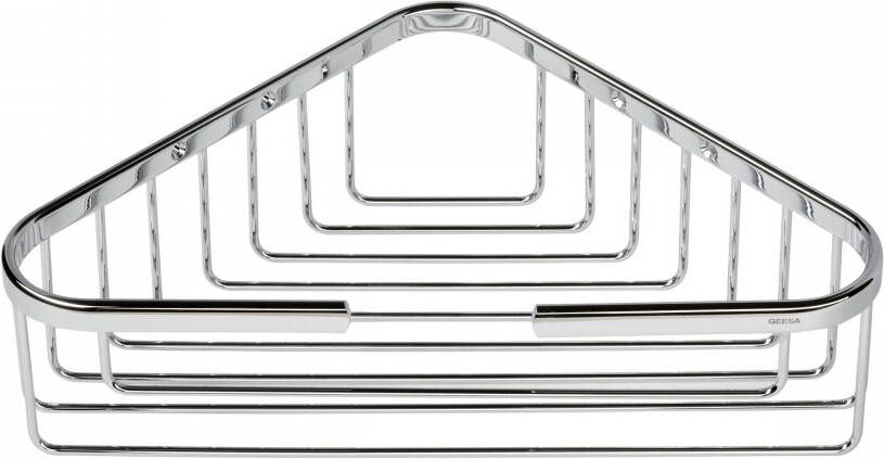 GEESA hoekuitvoering fles- en sponshouder messing bevestigingsmateriaal hxbxd 87x259x259mm kleur chroom