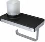 GEESA Frame toiletrolhouder met lichthouder kunststof messing verchroomd chroom mat zwart 918889 02 06 - Thumbnail 3