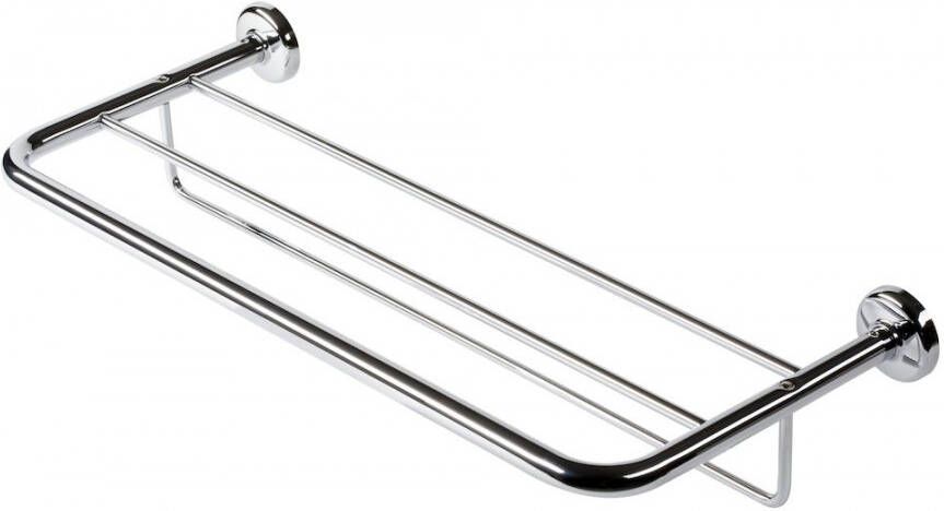 GEESA Hotel handdoekhouder plateau met beugel messing 1 stang ronde rozet hxdxl 113x255x640mm kleur chroom