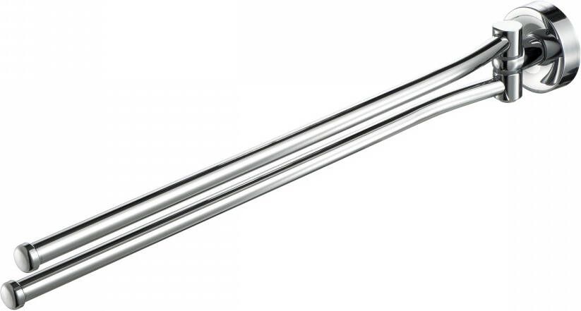 GEESA Luna handdoekhouder houder draaibaar messing 2 stangen ronde rozet zwenkbaar hxdxl 60x435x60mm kleur chroom