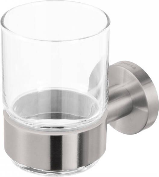 GEESA Nemox Stainless Steel glashouder rvs verchroomd met beker hxbxd 99x66x102mm kleur RVS geborsteld