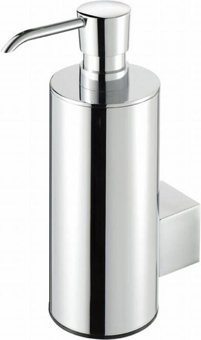 GEESA Nexx enkele ronde zeepdispenser kunststof flacon rvs houder hxbxd 176x60x84mm glanzend chroom
