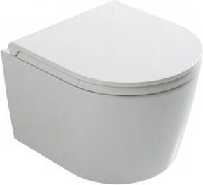 Globo Forty3 rimless hangtoilet verkort 43cm met zitting SC & QR glans wit