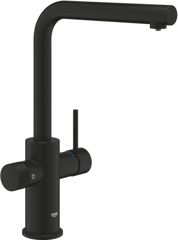 Grohe Blue Pure 1-gats wastafelkraan m. filterfunctie m. uittrekbare uitloop voorsprong 22.3cm phantom black 30590KF0