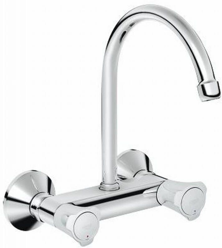 GROHE Costa L Keukenmengkraan wand tweegreeps 154mm hoogte kraanmond schuimstraalmond 182mm bovenuitloop draaibaar chroom
