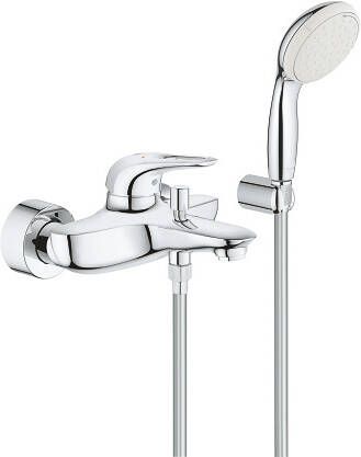 Grohe Eurostyle New badkraan met omstel met koppelingen met douchegarnituur m. open greep chroom wit 3359230A