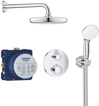 GROHE Grohtherm Inbouwdoucheset inbouw + afbouw rond wand tweegreeps Tempesta 100 handdouche Tempesta 210 hoofddouche chroom