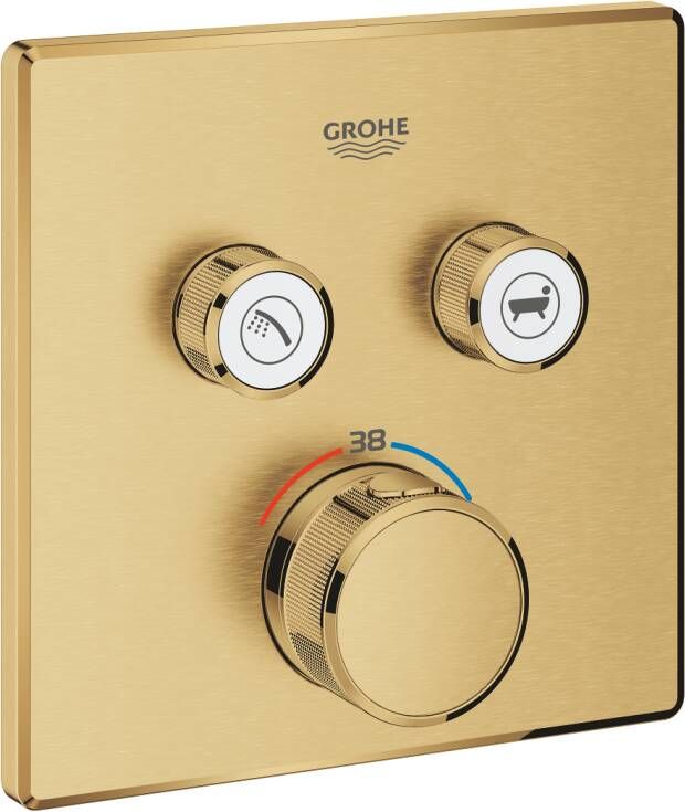 Grohe Grohtherm SmartControl afdekset douchethermostaat met omstel vierkant voor bad douche Cool sunrise geborsteld