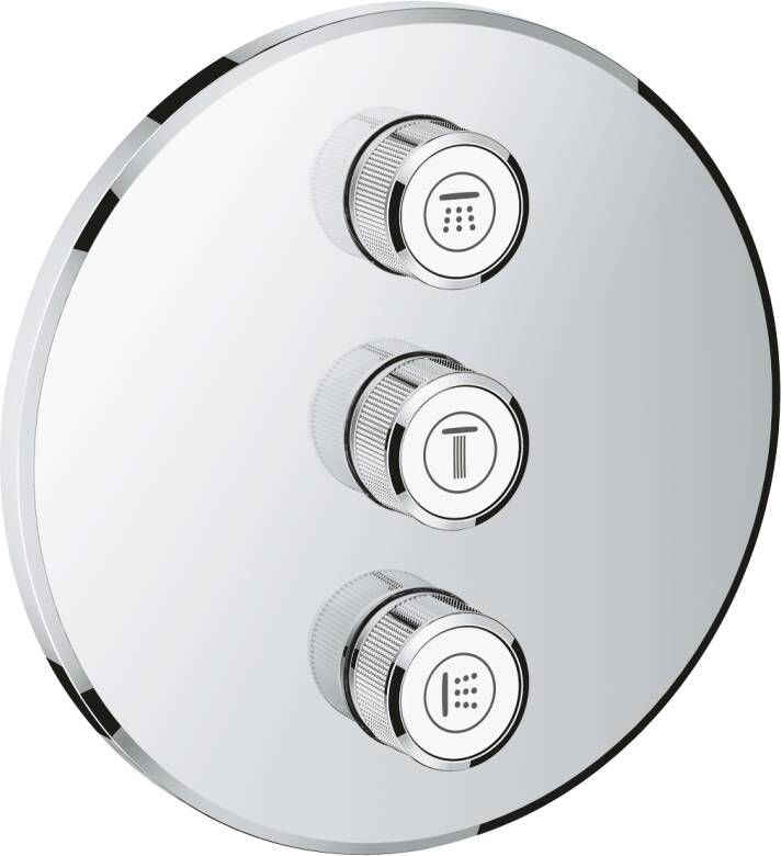 GROHE Grohtherm SmartControl afbouwdeel thermostatische mengkraan met verticale 3-weg omstelling rond met QuickFix chroom
