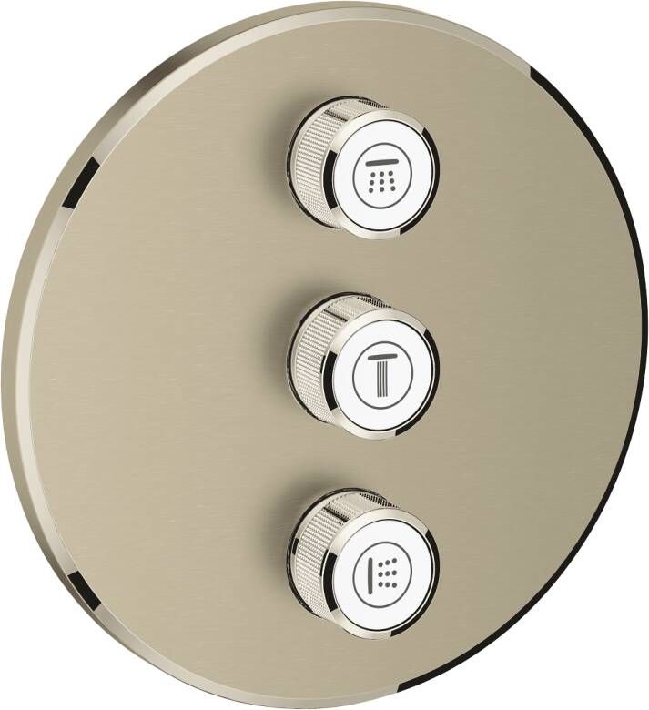 GROHE Grohtherm SmartControl afbouwdeel thermostatische mengkraan met verticale 3-weg omstelling rond nickel geborsteld