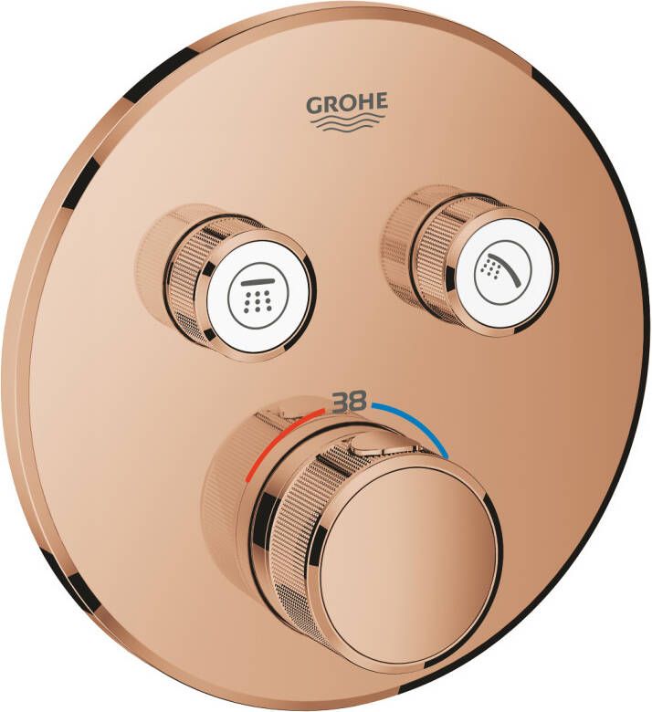 GROHE Grohtherm SmartControl afdekset douchethermostaat met omstel rond met QuickFix warm sunset