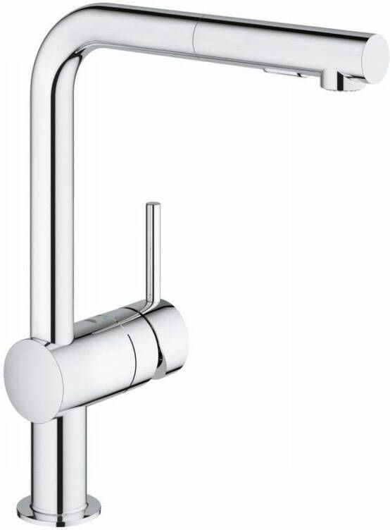 Grohe Minta Keukenkraan hoog uittrekbare l uitloop 2 straalsoorten chroom 30274000