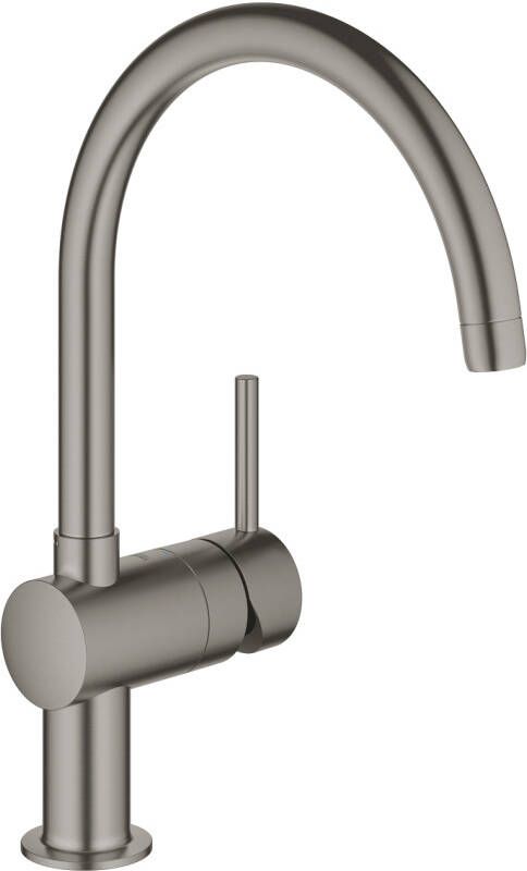 Grohe Minta keukenkraan met draaibare c-uitloop hard graphite geborsteld