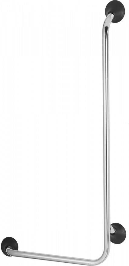 Linido Ergogrip links gebogen wandbeugel 90° S 50x100 cm rvs gepolijst met antraciet kappen