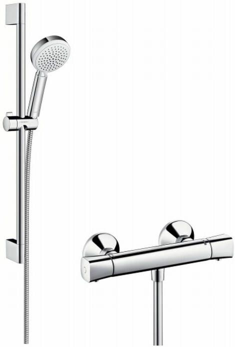 Hansgrohe CromettaDoucheset ecostat universal douchekraan thermostatisch glijstangset 65cm met Crometta 100 Vario handdouche wit chroom 27030400 - Foto 2