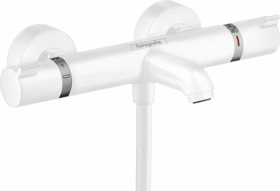 HANS GROHE Hansgrohe Ecostat Comfort Badthermostaatkraan opbouw tweegreeps met omstelinrichting 177mm uitloop mat wit