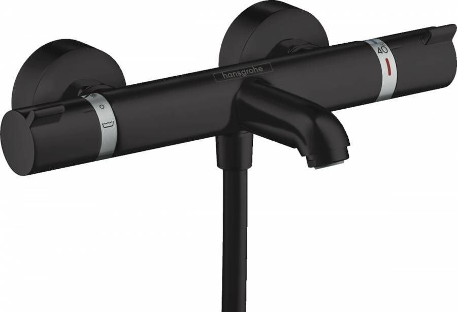 HANS GROHE Hansgrohe Ecostat Comfort Badthermostaatkraan opbouw tweegreeps met omstelinrichting 177mm uitloop mat zwart