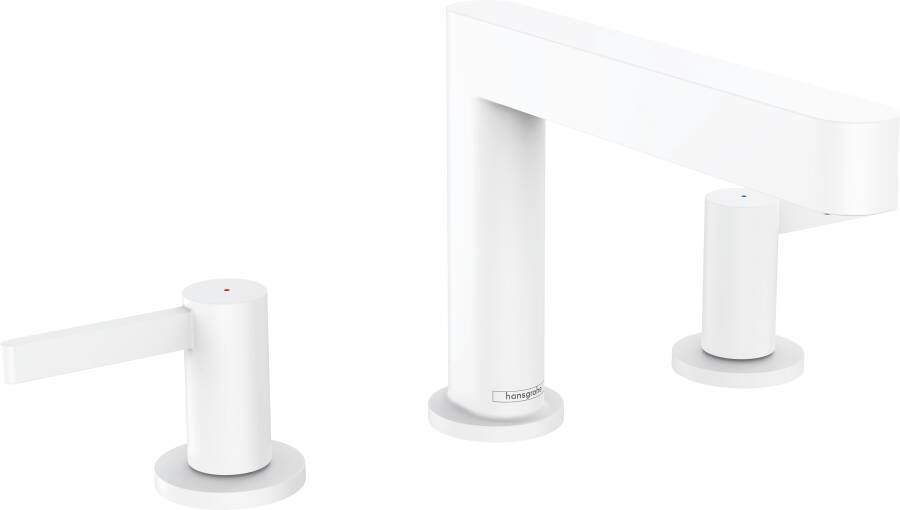Hansgrohe Finoris 3-gats wastafelmengkraan comfortzone 110 inclusief PushOpen wastegarnituur 13 8 cm mat wit