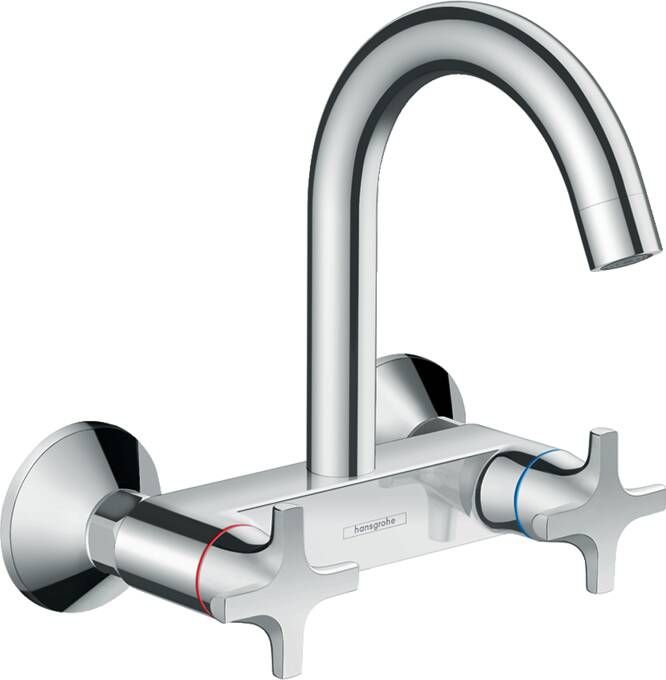 Hansgrohe Logis M32 tweegreeps keukenmengkraan wandmontage met hoge uitloop chroom