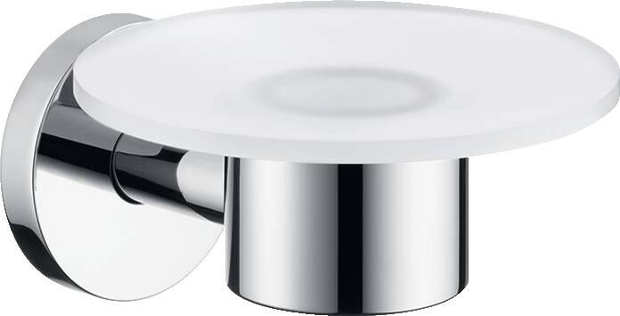 Hansgrohe Logis E S zeephouder dicht metaal glas brushed nickel met bevestigingsmateriaal