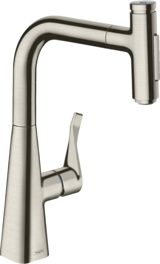 Hansgrohe Metris Select M71 M7117-H240 ééngreeps keukenmengkraan met uittrekbare vuistdouche rvs look