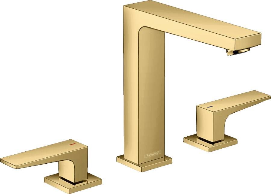 Hansgrohe Metropol wastafelkraan 160 met push open waste met voorsprong vaste uitloop 15.2cm polished gold 32515990