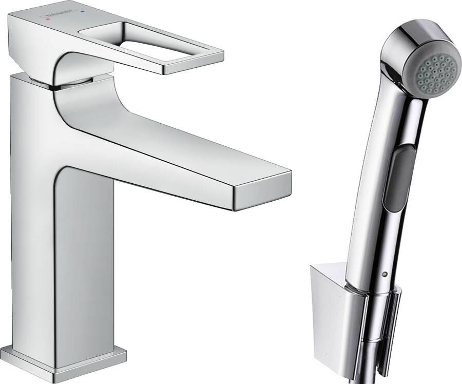 Hansgrohe Metropol ééngreeps bidetmengkraan met handdouche en doucheslang 160 cm chroom