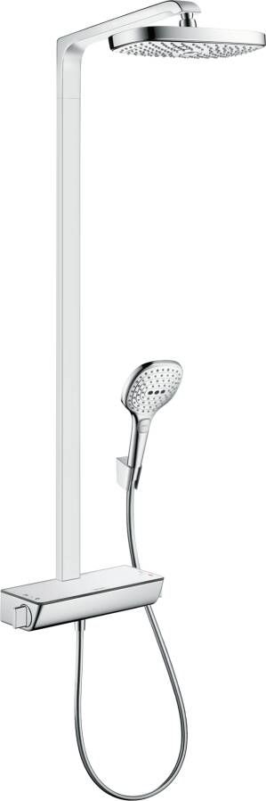 Hansgrohe Raindance Select E 300 2jet showerpipe EcoSmart: met Ecostat Select douchekraan thermostatisch met Raind. Select E 120 3jet handdouche en hoofddouche 2jet wit chroom 27282400