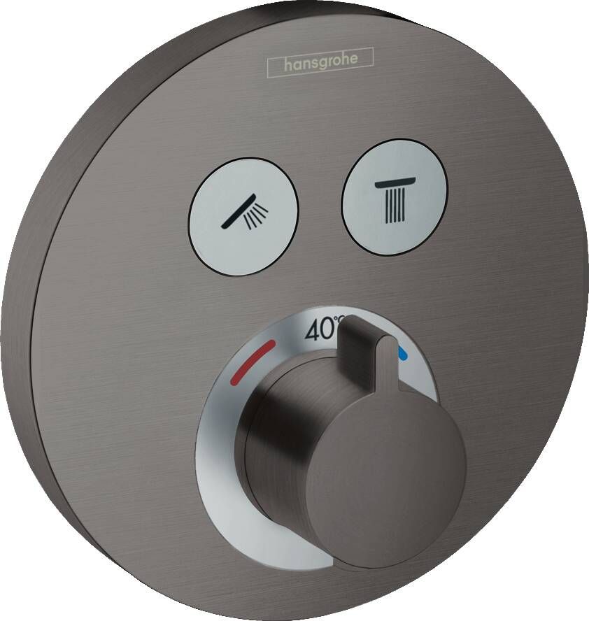Hansgrohe ShowerSelect S thermostaat afbouwdeel voor 2 functies Brushed black chrome 15743340