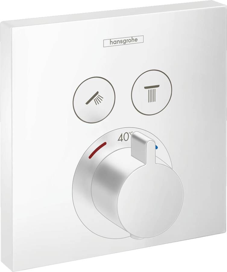 Hansgrohe ShowerSelect afbouwdeel v. inbouwkraan thermostatisch v. 2 douchefuncties m. start stop-kraan mat wit 15763700