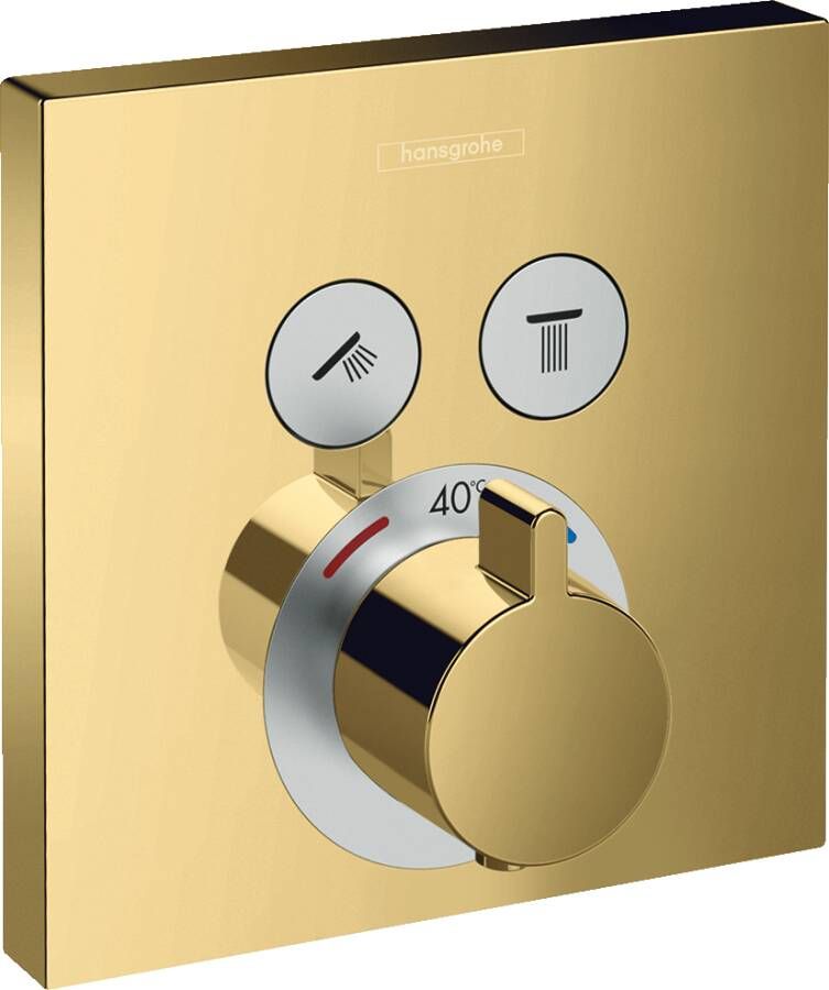 Hansgrohe ShowerSelect afbouwdeel v. inbouwkraan thermostatisch v. 2 douchefuncties m. start stop-kraan polished gold 15763990