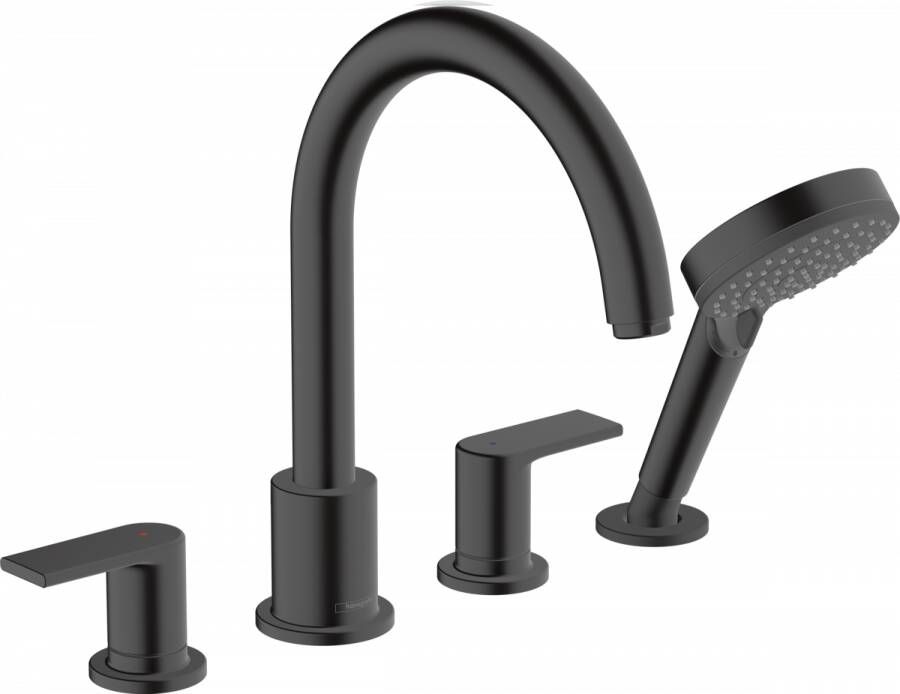 Hansgrohe Vernis Blend afdekset badkraan 211mm 4-gats mat zwart 71456670