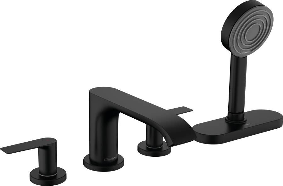 Hansgrohe Vivenis 4-gats badrandmengkraan met handdouche douchehouder doucheslang en s-box mat zwart