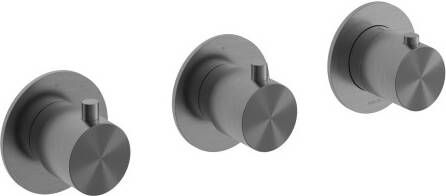 Hotbath Afbouwdeel Archie Inbouw Douche Thermostaat 2 Stopkranen Horizontaal en Verticaal Geborsteld Gunmetal PVD - Foto 2