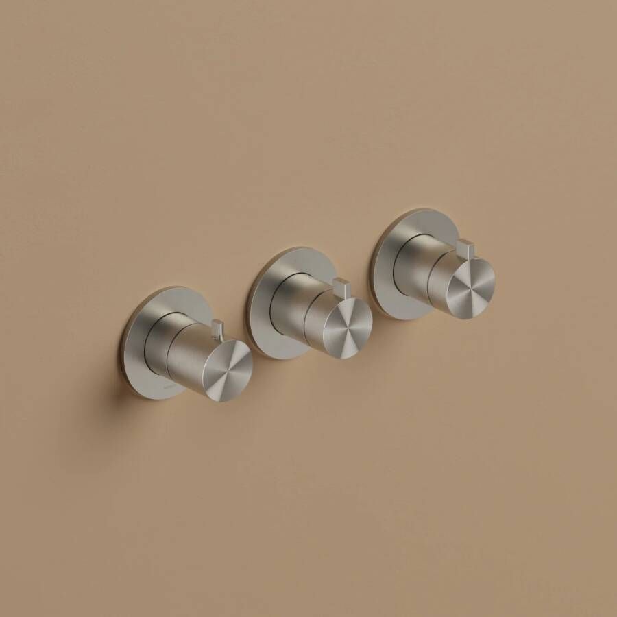 Hotbath Archie Flag AF7067 inbouw douchethermostaat met 2 stopkranen horizontaal verticaal RVS 316 Geborsteld Gunmetal PVD