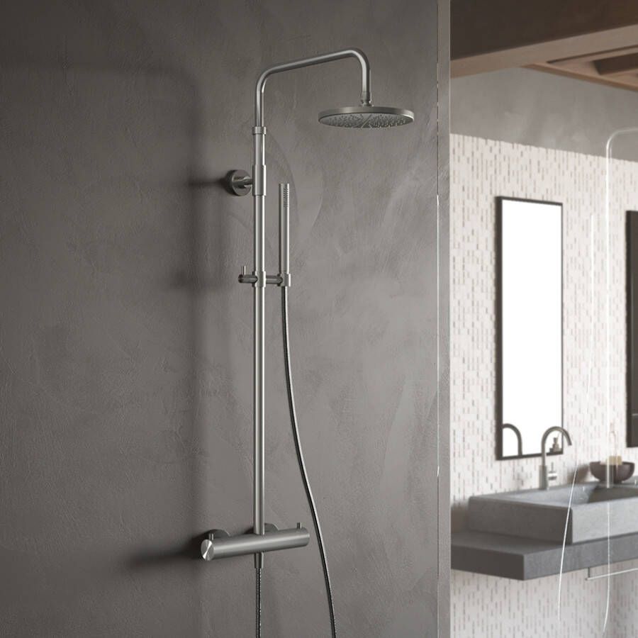 Hotbath Archie SDS30IX complete regendouche opbouwset met opbouwthermostaat 20cm ronde hoofddouche staafhanddouche RVS SDS30IX - Foto 2