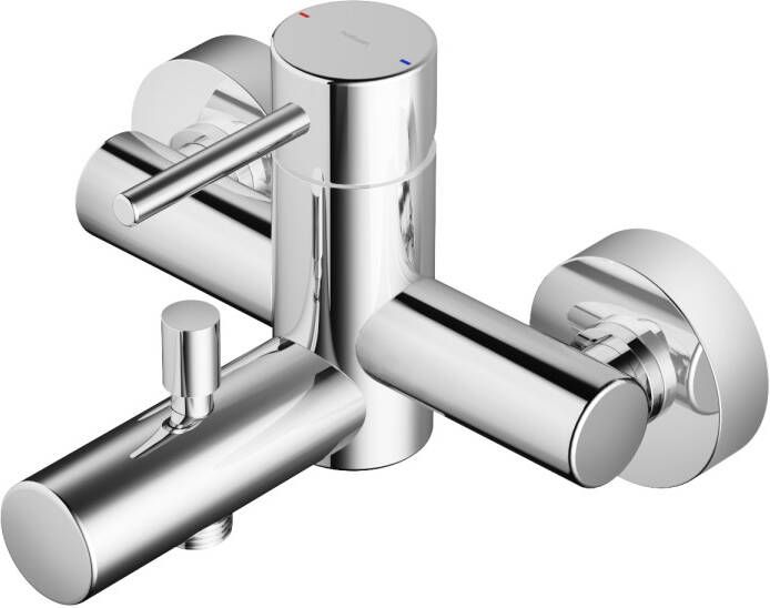 Badkraan Hotbath Buddy 15cm Hartafstand Thermostatisch Opbouw Rond Geborsteld Nikkel 1 Greeps met Uitloop - Foto 3