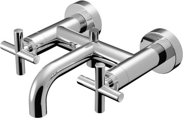 Douche Concurrent Badkraan Hotbath Chap 15cm Hartafstand Mengkraan Opbouw Geborsteld Nikkel met Uitloop