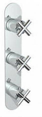 Douchekraan Hotbath Chap Inbouw Thermostatisch Verticaal Rond Geborsteld Nikkel 3 Greeps 2 weg Omstelling - Foto 3