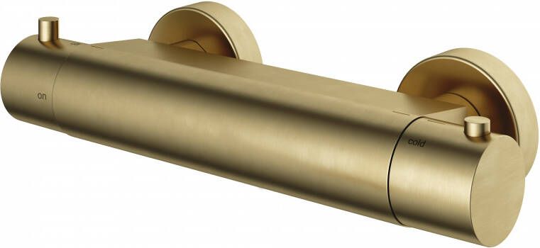 Hotbath Cobber thermostatische douchemengkraan met half duims doucheslang onderaansluiting geborsteld messing B008BB