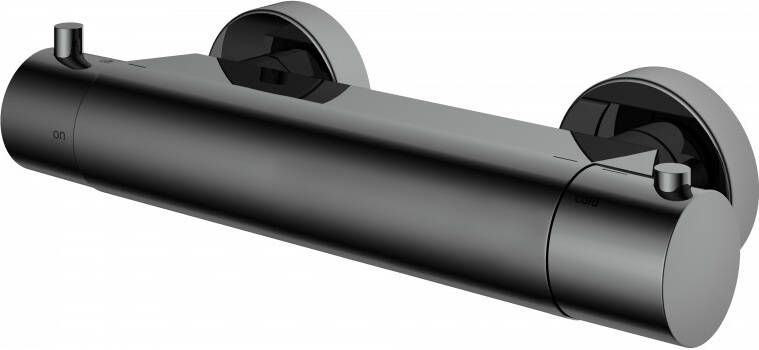 Hotbath Cobber thermostatische douchemengkraan met half duims doucheslang onderaansluiting zwart chroom B008BK - Foto 2