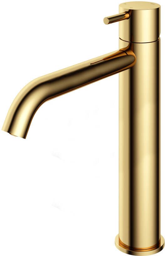 Hotbath Cobber 1-hendel hoge wastafelmengkraan 28 6 centimeter hoog met gebogen uitloop van 18 cm gepolijst messing pvd - Foto 2